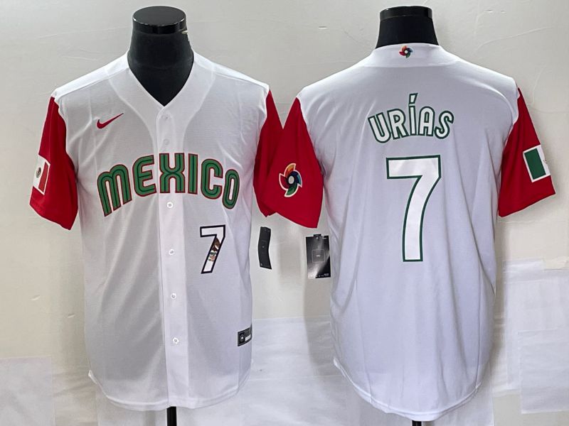 Men 2023 World Cub Mexico #7 Urias White white Nike MLB Jersey1